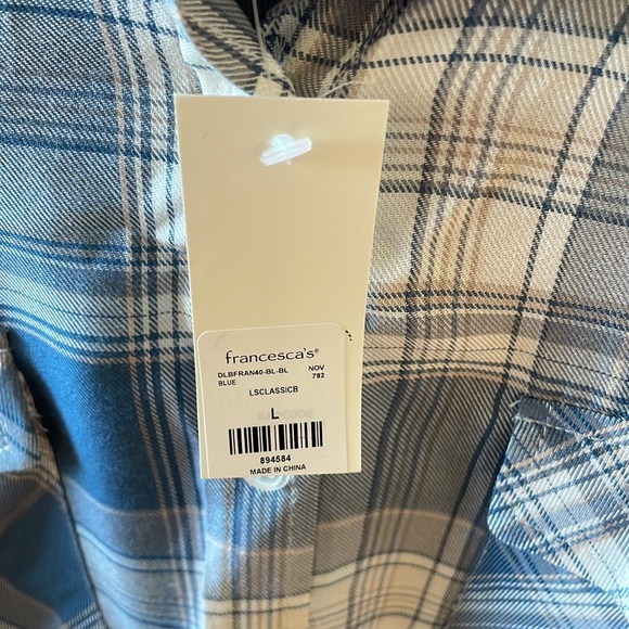 Blue and white plaid Francesca’s button down - Picture 3 of 5